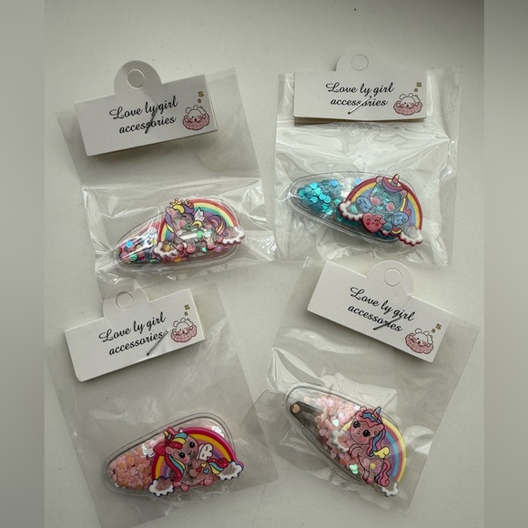Nwt Unicorn Hair Clips - Pink and Blue - Picture 1 of 4